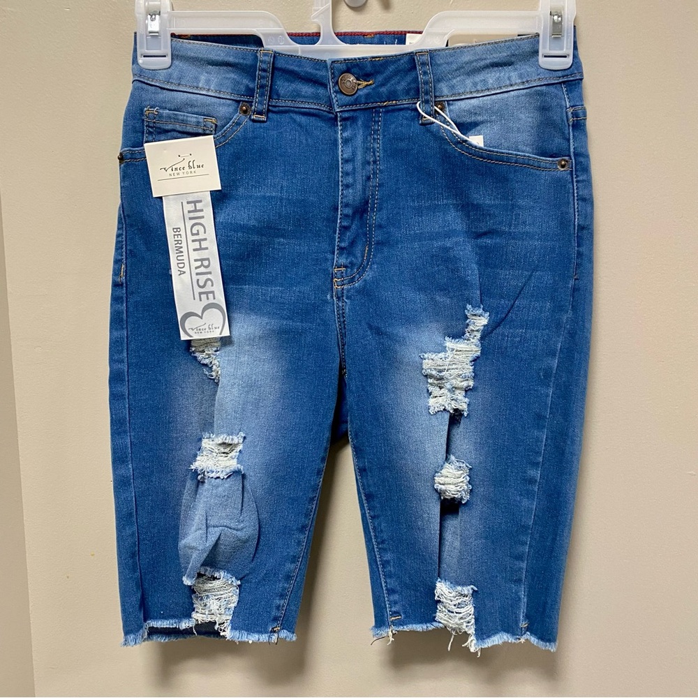 Vince Blue New York Sz 7 Denim Bermuda Shorts 🩳 NWT